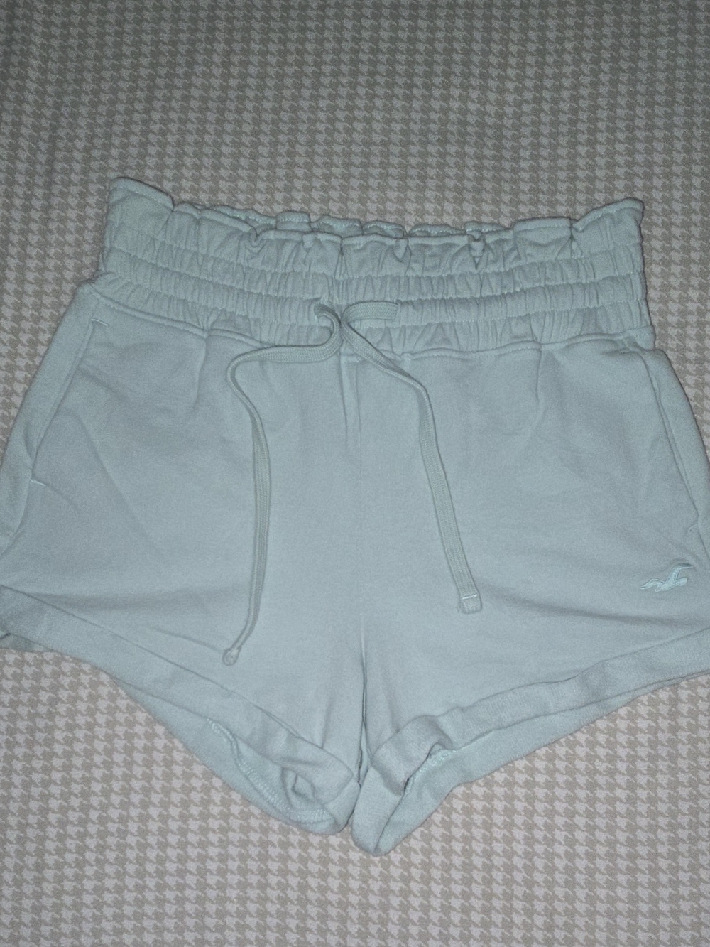 Hollister Pale Blue High-Waist Drawstring Athletic Shorts